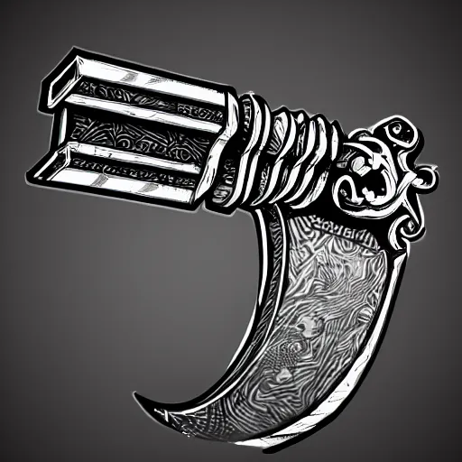 Image similar to black and white pen and ink final fantasy ultima blade sword design icon