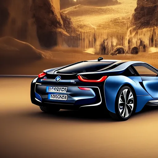 bmw i 8 poster, 4 k photorealistic, cinematic, Stable Diffusion