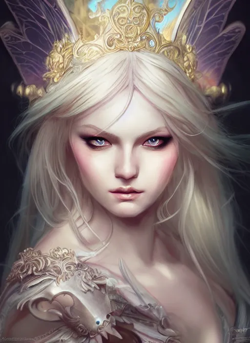 Image similar to blonde fairy venizian era, dark fantasy, extremely detailed, sharp focus, portrait, smooth, digital illustration, by rossdraws, frank franzzeta, sakimichan