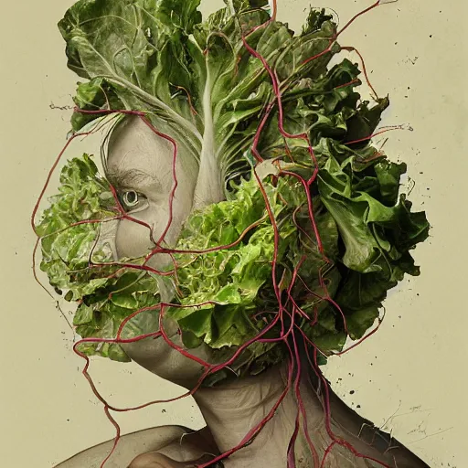 Image similar to a lettuce that is praying, an ultrafine detailed painting by james jean, behance contest winner, vanitas, angular, altermodern