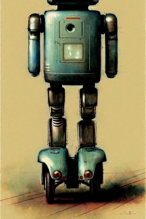 Image similar to ( ( ( ( ( 1 9 5 0 s retro future android robot mobile delivery. muted colors., ) ) ) ) ) by jean - baptiste monge,!!!!!!!!!!!!!!!!!!!!!!!!!