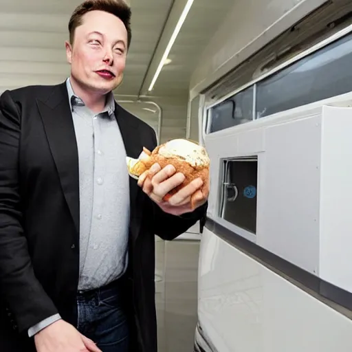 Image similar to elon musk serving you ice cream