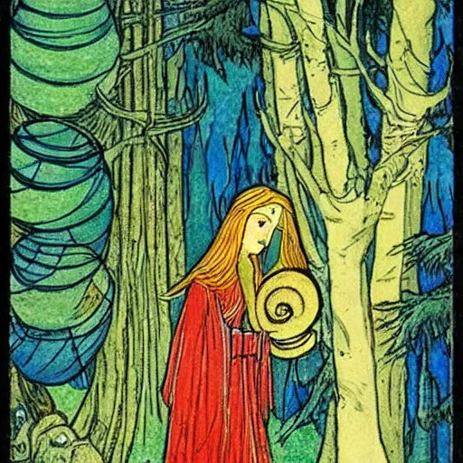 Prompt: Galadriel in a fairy tale by Ivan Jakovlevics Bilibin - n 8