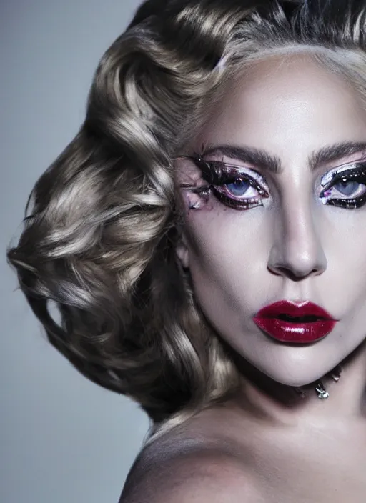 Image similar to lady gaga by nick knight, born this way, born this way album, red weapon 8 k s 3 5, cooke anamorphic / i lenses, highly detailed, cinematic lighting