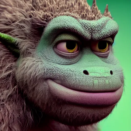 Image similar to mark zuckerberg godzilla yoda donkey kong pikachu yeti shrek spongebob homer groot, highly detailed, extremely high quality, hd, 4 k, 8 k, professional photographer, 4 0 mp, lifelike, top - rated, award winning, realistic, detailed lighting, detailed shadows, sharp, no blur, edited, corrected, trending