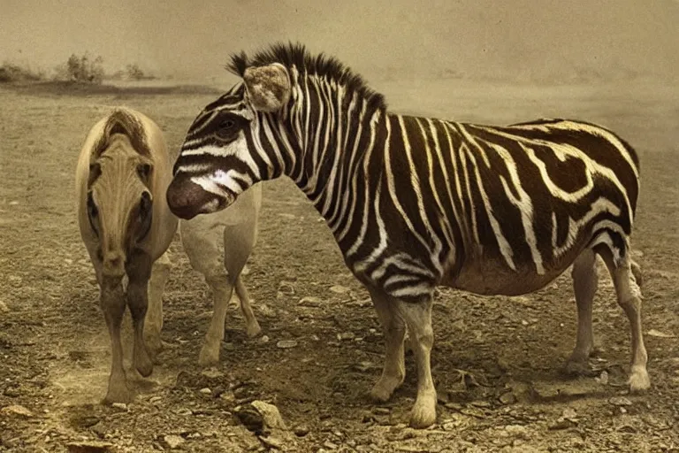 Image similar to photo of a quagga, extinct species, movie still