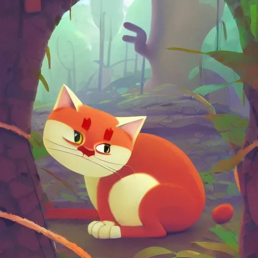 Image similar to goro fujita illustration a young little cat in the jungle by goro fujita, painting by goro fujita, sharp focus, highly detailed, artstation