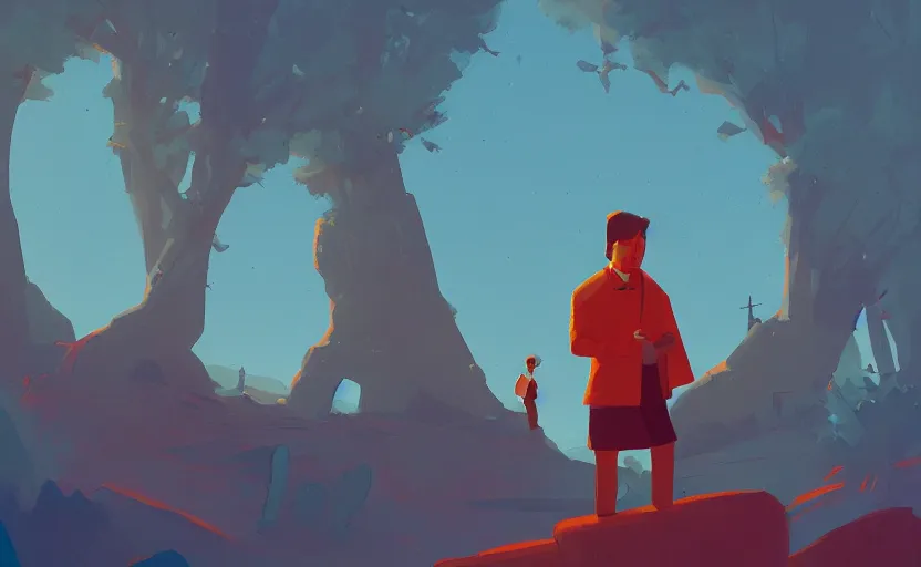 Prompt: a portrait of a character in a scenic environment by James Gilleard