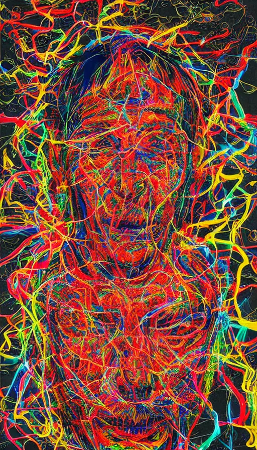 Prompt: portrait of a digital shaman, by zeng fanzhi