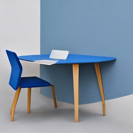 Image similar to a blue hexagonal desk