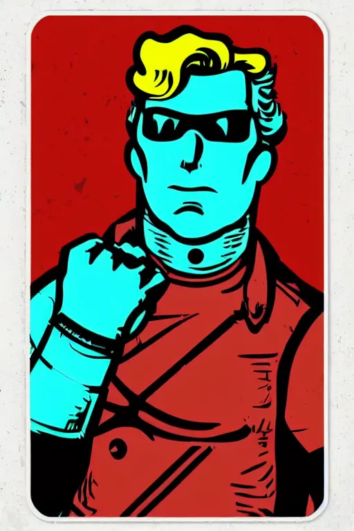 Image similar to fallout 7 6 retro futurist illustration art by butcher billy, sticker, colorful, illustration, highly detailed, simple, smooth and clean vector curves, no jagged lines, vector art, smooth andy warhol style