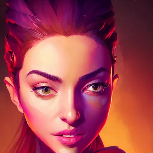 Prompt: portrait of beautiful woman, maya ali mage, gloomhaven, dynamic lighting, gaudy colors, octane render aesthetic, matte painting concept art, official fanart behance hd artstation by jesper ejsing, by rhads and makoto shinkai and lois van baarle and ilya kuvshinov and rossdraws