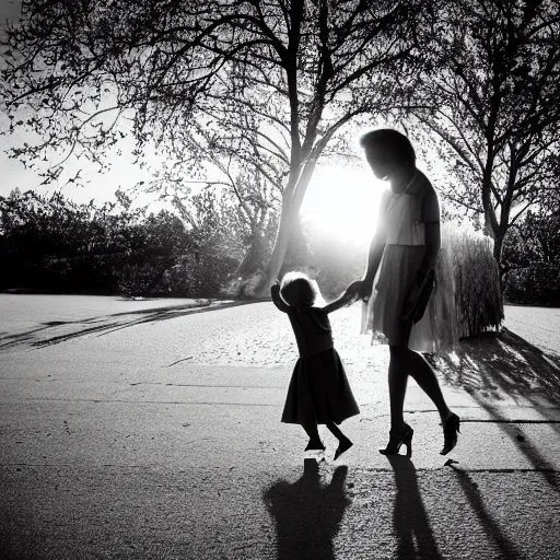 Image similar to mother silhouette, award winning black and white photography