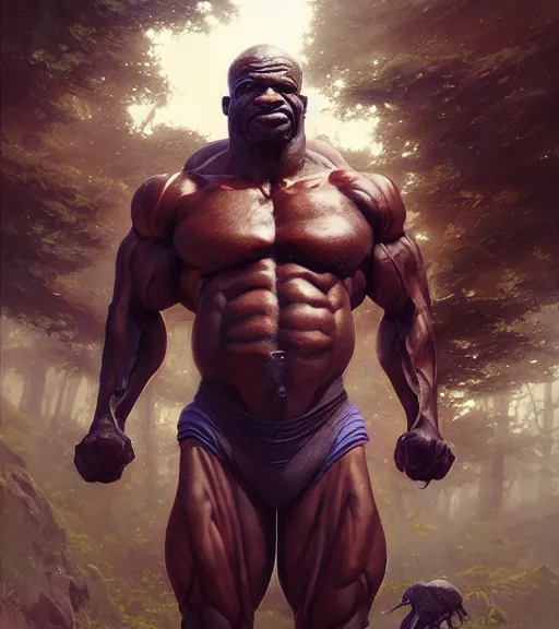 Prompt: Highly detailed portrait of ronnie Coleman, Stephen Bliss, unreal engine, fantasy art by Greg Rutkowski, Loish, Rhads, ferdinand knab, Makoto Shinkai and Lois van baarle, ilya kuvshinov, rossdraws, Tom Bagshaw, global illumination, radiant light, detailed and intricate environment