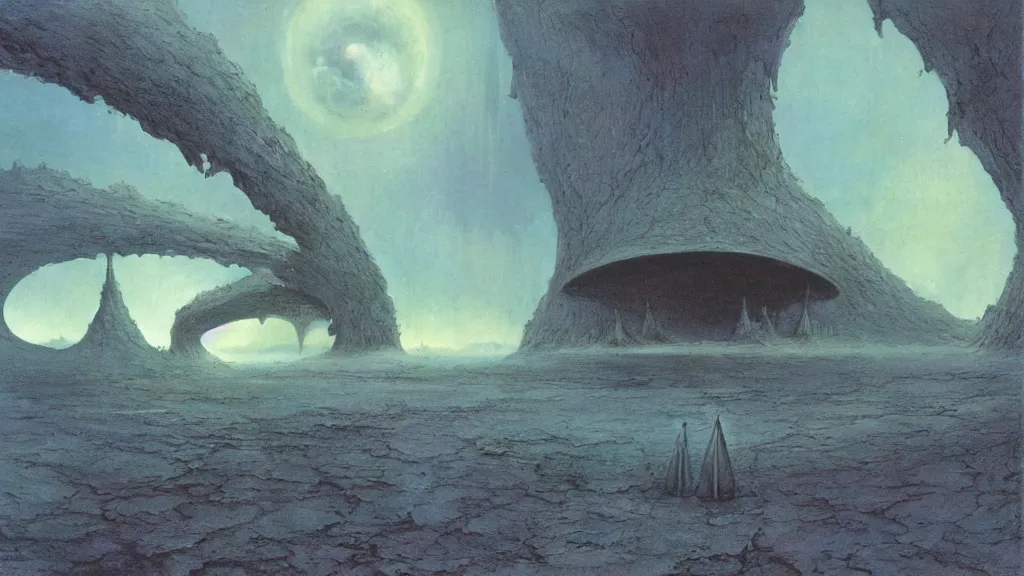 Image similar to otherworldly atmosphere of emissary space by arthur haas and bruce pennington and john schoenherr, cinematic matte painting