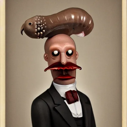 Image similar to man with squid face, formal portrait, bust portrait, victorian, zoidberg, squid
