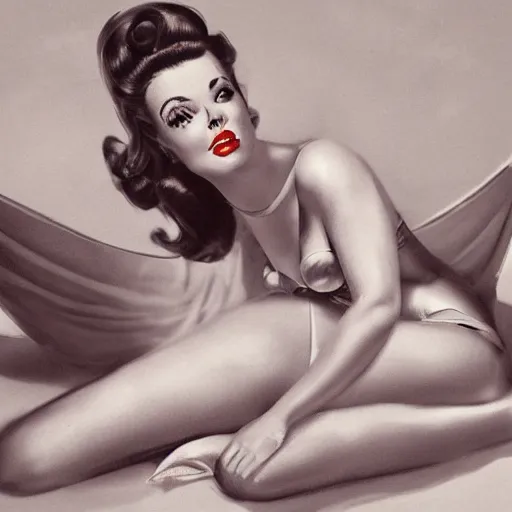 Image similar to 1950s pin-up girls laying down, photorealistic, studio lighting, very detailed