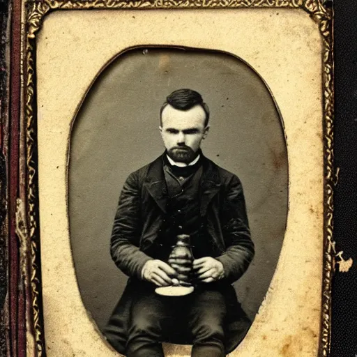 Prompt: daguerrotype photograph of jesse pinkman, late 1800s photograph, old vintage photo