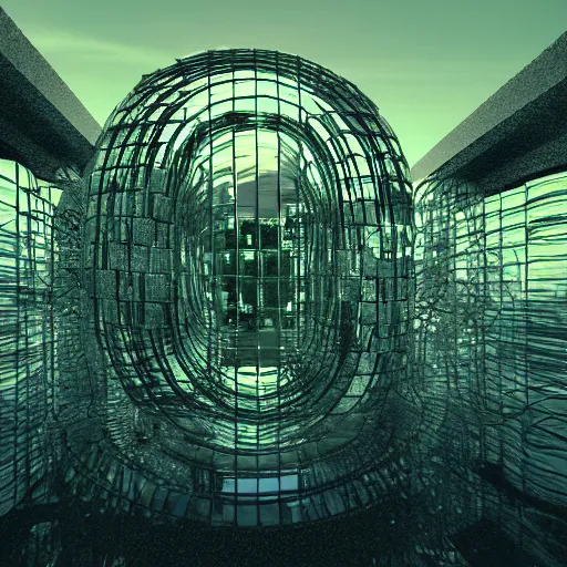 Prompt: glass maze octane render