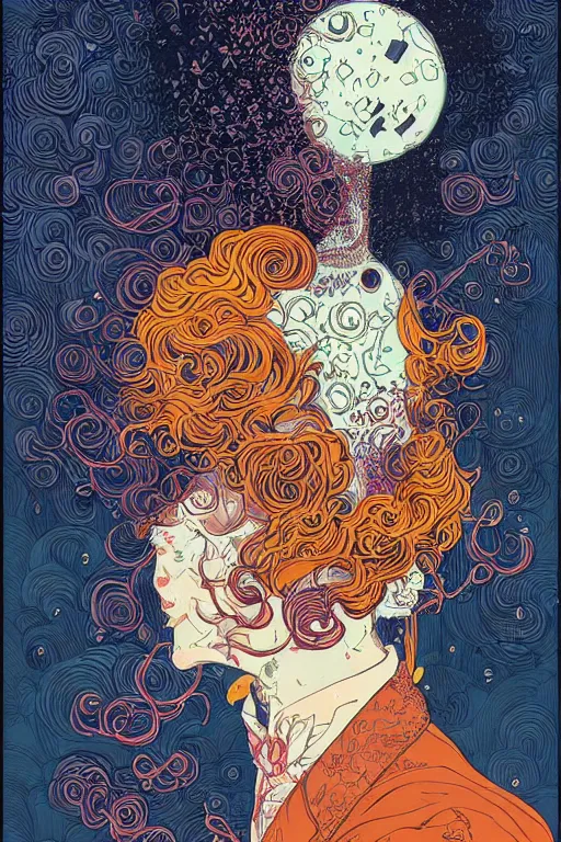 Image similar to portrait of mad lady scientist, stylized illustration by victo ngai, colorful comics style,