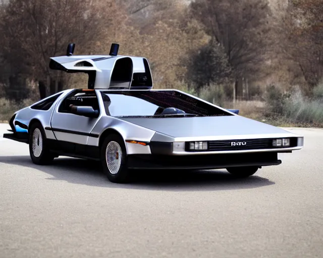 Image similar to new prototype delorean, dslr