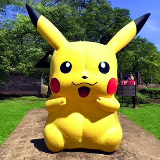 Prompt: pikachu as a moai statue, portrait photo