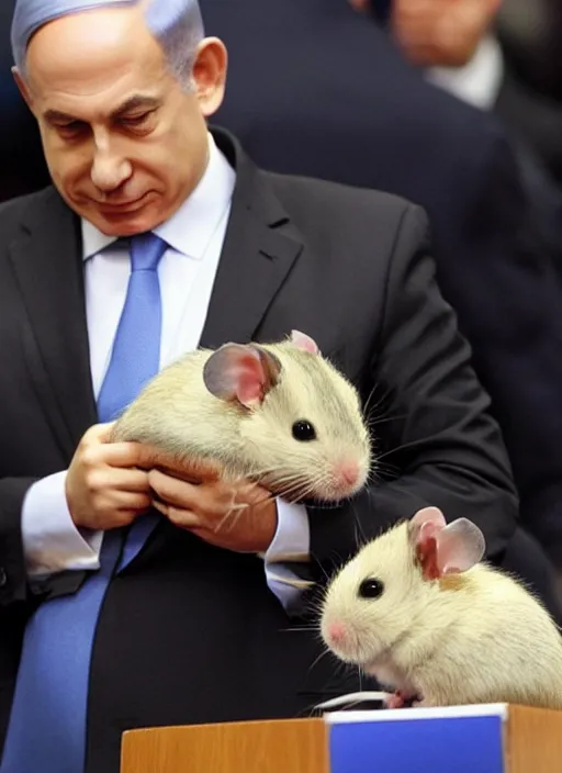 Prompt: benjamin netanyahu as a hamster