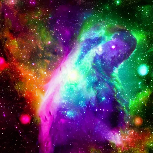 Prompt: a photorealistic picture of a nebula, green and purple color scheme
