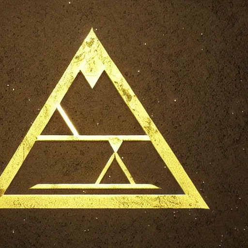 Image similar to the triforce sign from the legend of zelda floating in the universe, detailed, stunning lighting, hyper realistic, 4 k octan render, unreal 5