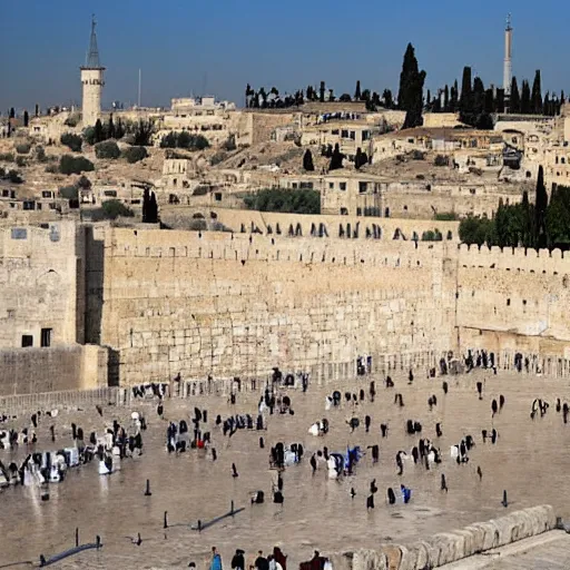 Prompt: the old city of jerusalem is a walled city that has been fought over for centuries. it is the holiest city in judaism and home to many important religious sites, including the western wall and the temple mount