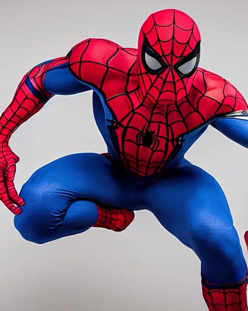 Image similar to an extremely built and buff spider-man