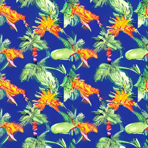 Image similar to exquisite fresh tropical print with beautiful and high resolution elements developed into seamless patterns