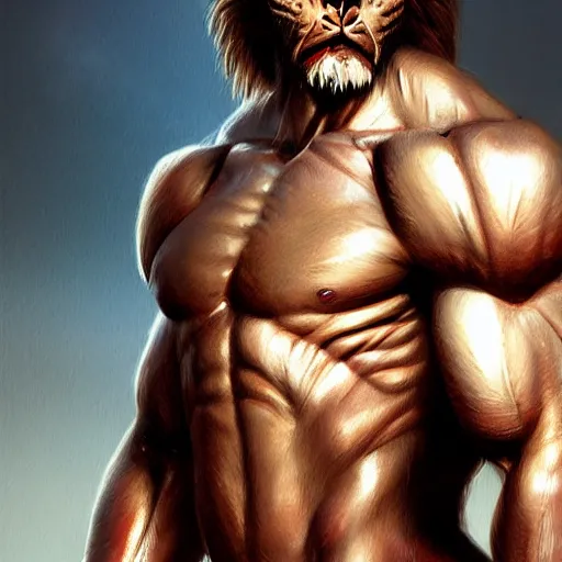 Prompt: a muscular half man half lion mutant creature,digital art,ultra realistic,ultra detailed,art by greg rutkowski,hyperdetailed,anthropomorphic,photorealistic,trendimg on artstation,deviantart,photorealiatic,hyperdetailed,hyperrealistic,studio lighting,studio photography,professional photography,professional lighting,detailed face,3 point lighting,4k