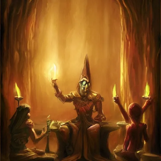 Image similar to a seance in a dark room, fantasy art, magic : the gathering