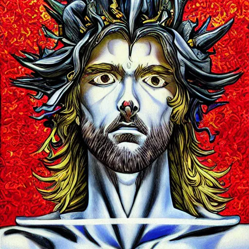 Prompt: the transfiguration of jesus christ in the style of jojo's bizarre adventure, an ultrafine detailed painting by james jean