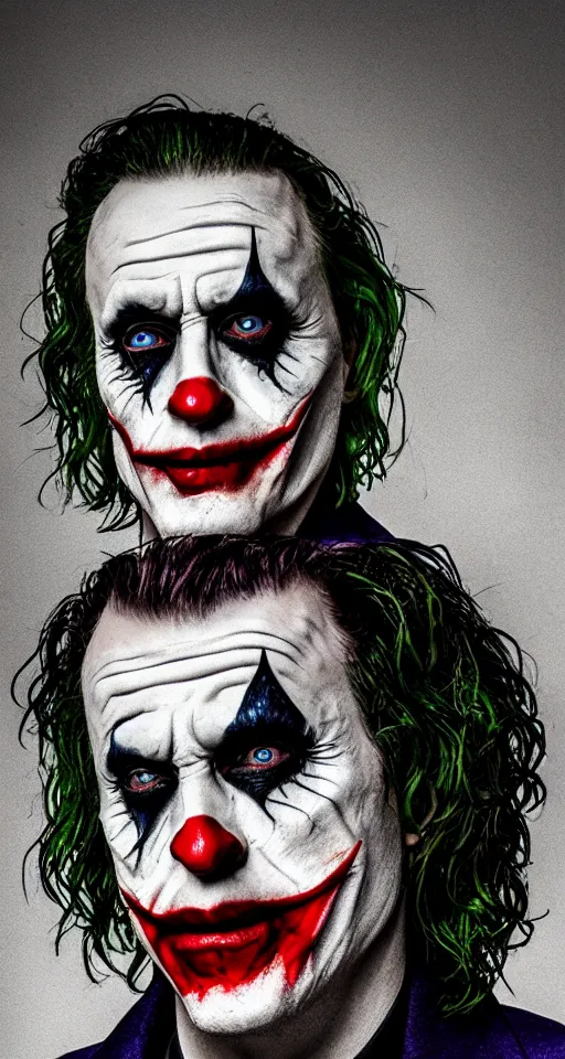Image similar to mads mickelson as the joker, portrait, poster, focus, sharp details