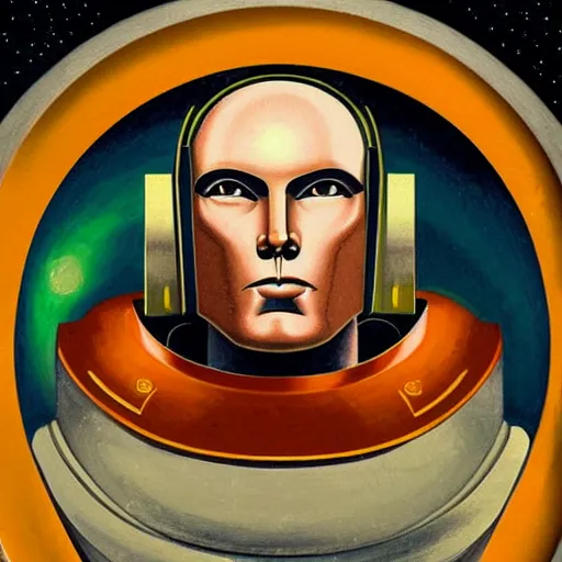 Prompt: Art Deco painting portrait of space-marine in Art Deco architecture style high detail