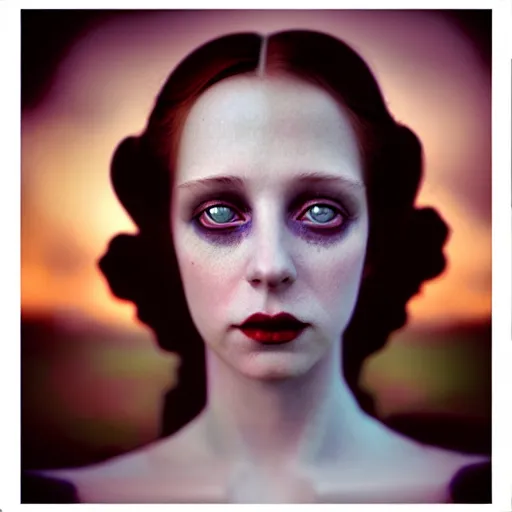 Image similar to photographic portrait of a stunningly beautiful english gothic renaissance female in soft dreamy light at sunset, soft focus, contemporary fashion shoot, in a tim burton movie, by edward robert hughes, annie leibovitz and steve mccurry, david lazar, jimmy nelsson, extremely detailed, breathtaking, hyperrealistic, perfect face, octane render