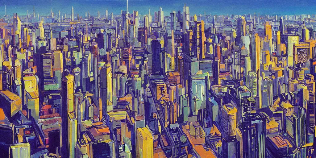 Prompt: stunning painting of a modern city landscape by brian k. vaughan