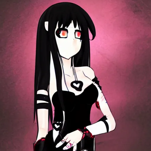 Prompt: anime style goth woman