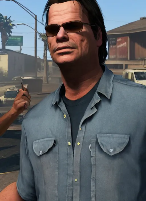 Image similar to bill - paxton as chet as gta 5 cover art, no - text no - logo