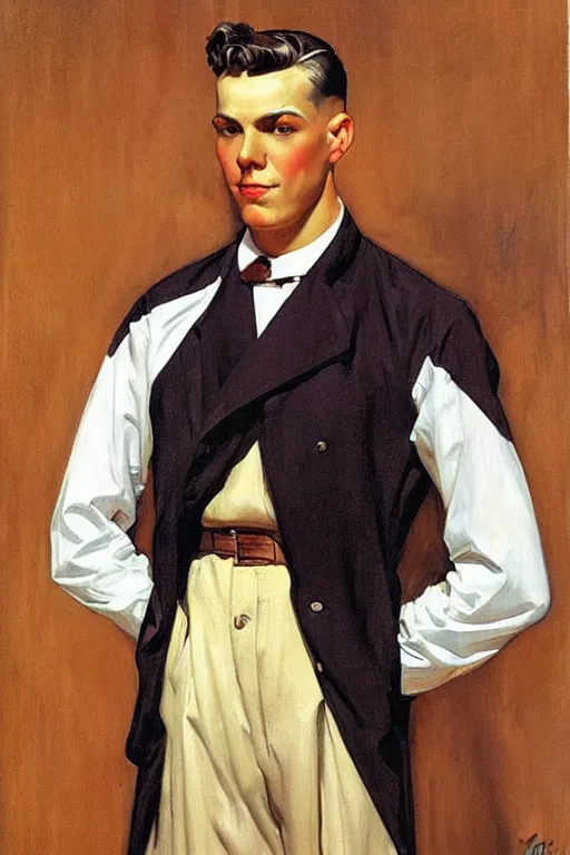 Prompt: attractive male, character design, painting by j. c. leyendecker