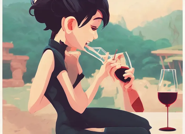 Image similar to cute monkey drinking wine. clean cel shaded vector art. behance hd by lois van baarle, artgerm, helen huang, by makoto shinkai and ilya kuvshinov, rossdraws, illustration, art by ilya kuvshinov