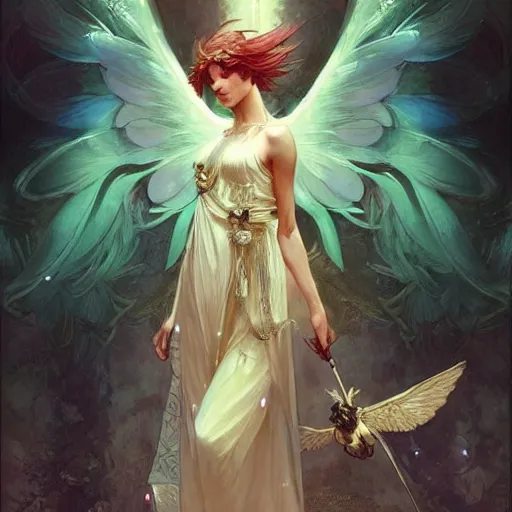 Image similar to beautiful angelic seductive fairy, fantasy, intricate, cinematic lighting, highly detailed, digital painting, artstation, smooth, sharp focus, illustration, art by Akihiko Yoshida, Greg Rutkowski and Alphonse Mucha, by Pixar