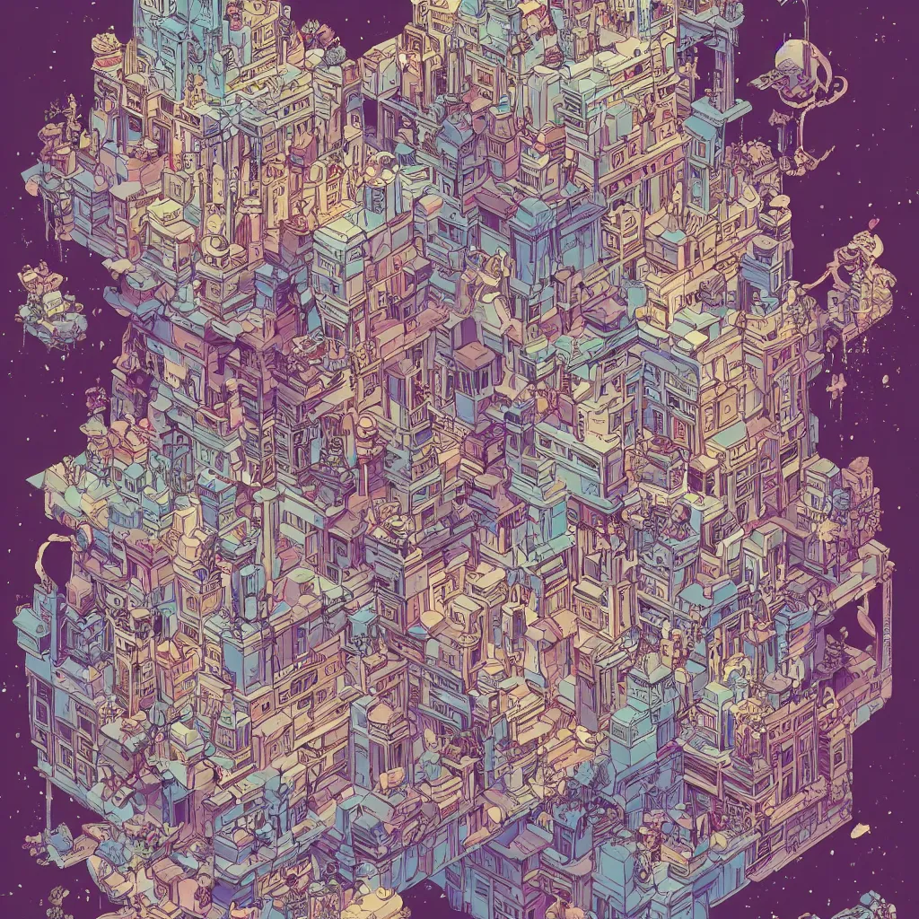 Image similar to Bismuth city wedding cake, high definition, graphic novel art, 4k, by Feng Zhu and Loish and Laurie Greasley, Victo Ngai, Andreas Rocha, John Harris