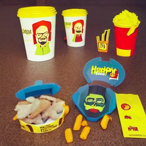 Image similar to a breaking bad themed happy meal in mcdonalds