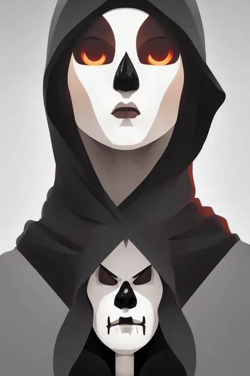 Image similar to face icon vector minimalist grim reaper, loftis, cory behance hd by jesper ejsing, by rhads, makoto shinkai and lois van baarle, ilya kuvshinov, rossdraws global illumination