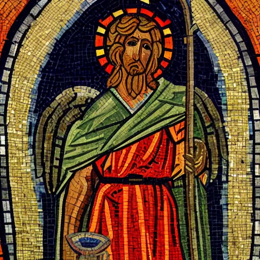 Image similar to cathedral mosaic art depicting the angel azrael