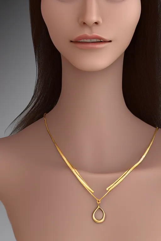 Image similar to 2 4 year old professional female wearing white v - neck top, 1 8 k gold necklace pendant, portrait, neck zoomed in, photo realistic, extreme detail skin, no editing, slr, golden hour, 4 k, high definition, selfie