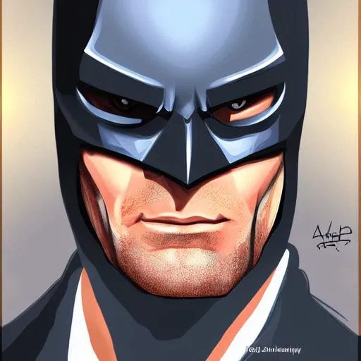 Prompt: a portrait digital painting of antony starr as batman